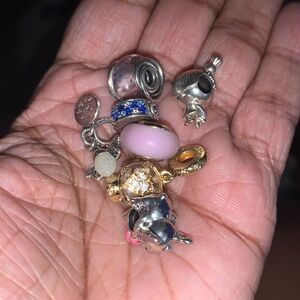 authentic pandora stitch, firefly, snow, globe, little girl, clip,spacers